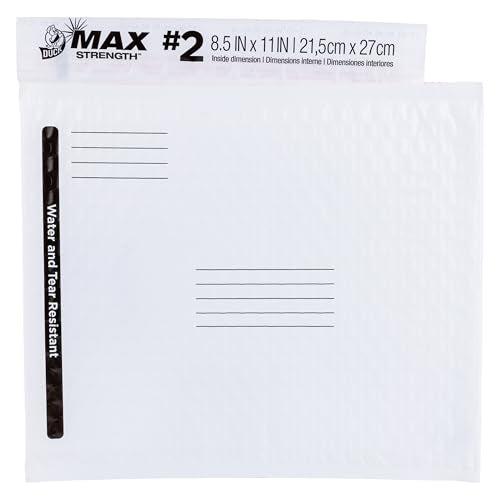 Duck Max Brand #2 Poly Bubble Mailers, White, 10.5 inch x 15 inch, 25 Pack - size: 8.5" x 11" (Pack of 25)