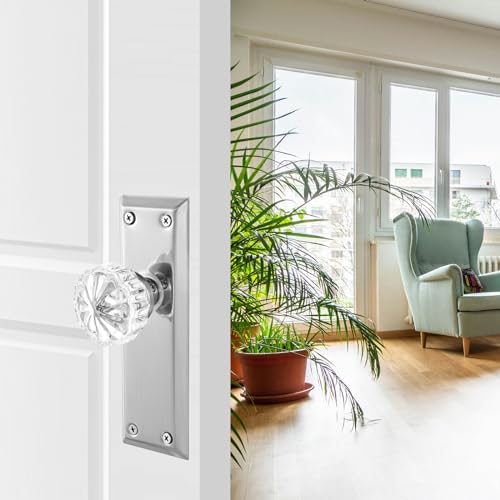 Single-Side Glass Dummy Door Knobs,Inactive Door Knobs for Closet,Antique Bifold Door Knobs Replacement,Crystal Dummy Door Handles,Brushed Nickel,2 Pack - color: Brushed Nickel, size: Dummy(2 Pack)