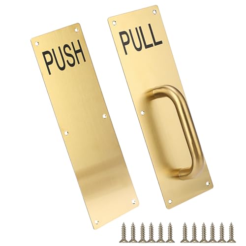 Sumnacon 1 Set 12" Stainess Steel Door Handle Pull Push Plate Handle,Gold - color: Gold, size: 11.8x3.9 Inches