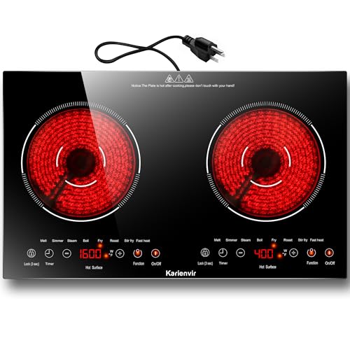 2 Burner Electric Cooktop 110V, 2000W, 24" Countertop & Built-in - size: 24 Inch 2 Burner Black