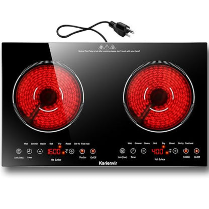 2 Burner Electric Cooktop 110V, 2000W, 24" Countertop & Built-in - size: 24 Inch 2 Burner Black