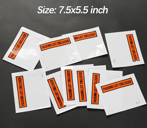 1000pcs 7.5"x5.5" Packing List Envelopes Self-seal Packing Slip Envelope Pouches Shipping Label Sleeves Top Loading Packing List Enclosed Bags. - size: 7.5"x5.5"