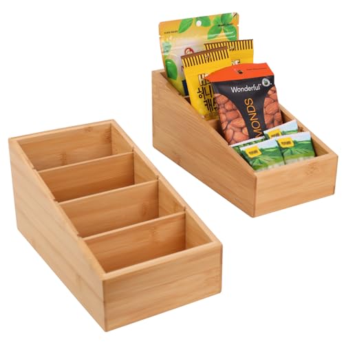 HTB 4-Section Snack Organizer with Removable Dividers for Kitchen 2 Pack