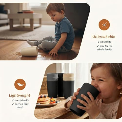 Homienly Premium Wheat Straw Cups, 20oz Lightweight and Unbreakable Drinking Cups Set of 6, Reusable Water Glasses Microwave and Dishwasher Safe Cup Set for Coffee, Milk, Juice - GreyStone - color: GreyStone, size: 20 Ounces