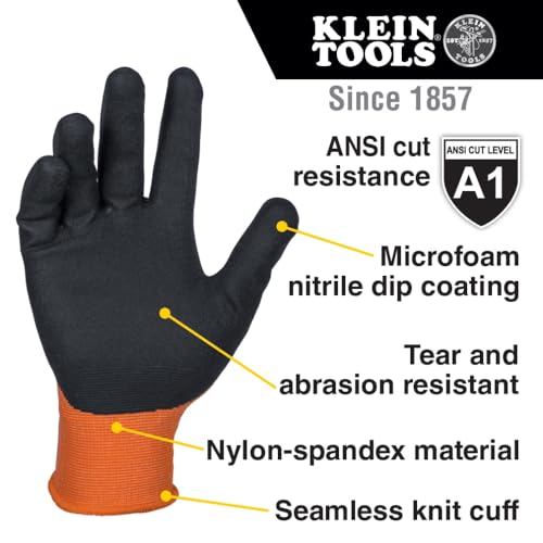 Klein Tools 60673 A1 Cut Resistant Work Gloves, X-Large, 1-Pair - size: X-Large, style: 1-pair Pack