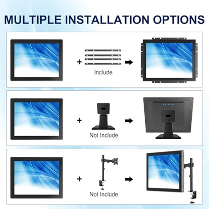 1024x800 Industrial Touch Display with 10-Point Multi-Touch,15 Inch Open Frame Touch Screen Monitor, 10-Point Metal Housing HD-MI VGA Input for Industrial Automation Control - size: 15.0