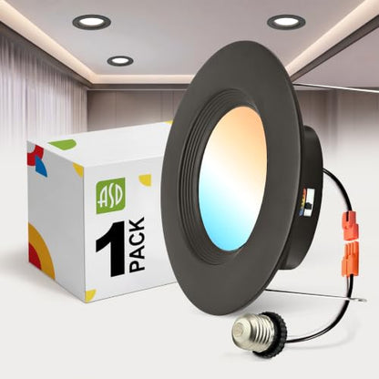 ASD 1 Pack Bronze Retrofit LED Recessed Lighting 6 Inch, 5CCT Wafer Lights - color: Bronze, size: 1 Pack