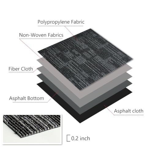 ALTRUISTIC Heavy Duty Commercial Carpet Tiles, 24" x 24"/18 Pieces/72 sq ft - color: Gray