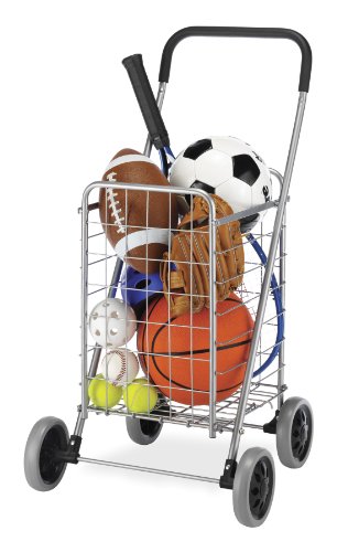 Whitmor Utility Shopping Cart - Durable Folding Design for Easy Storage, Model Number: 6250-4997-2-SIOC - size: 11"L x 13.25"W x 34.25"H, Gray