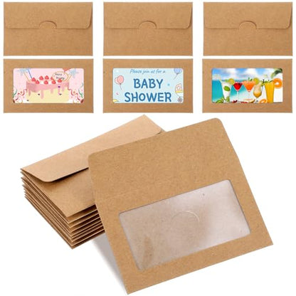 120Pcs Window Gift Card Envelopes Tuck Flap Closure Mini Envelopes