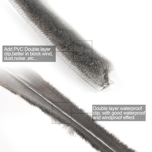 16 Ft (5m) 196 Inch Sliding sash Windows Doors Tape Pile Draught excluder Brush Seal Strip weatherstrip 5mm x 12mm (3/16 1/2 Inch, Gray) - size: 5mm * 12mm