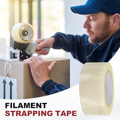 uxcell Filament Strapping Tape 3/8" x 54.7 Yards 5.9 Mil Heavy Duty Mesh - size: 3/8 Inch x 54.7 Yards 5.9 Mil