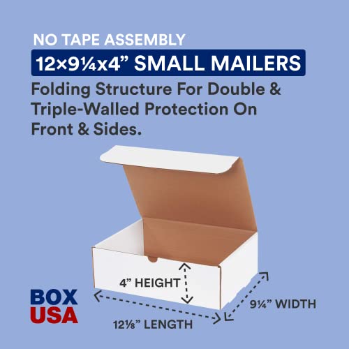 BOX USA Shipping Boxes Small 12.125"L x 9.25"W x 4"H | Corrugated Cardboard Box for Packing, Moving and Storage (Pack of 50) - size: 12 1/8 x 9 1/4 x 4