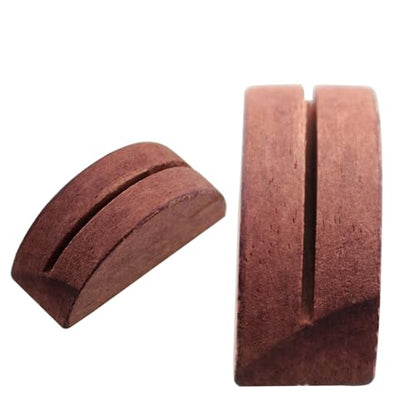 ZCZQC 10PCS Wooden Postcard Stands 1.6-Inch Place Card Holders Table Number Signs for Office Labels Photos and Menus Semi Circular Brown Wooden Note Holder