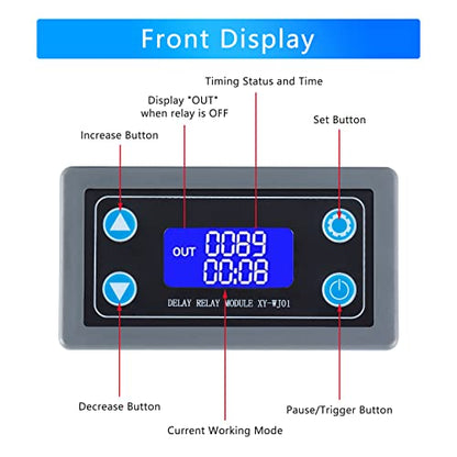XY-WJ01 Delay Relay Timer Module DC 6-30V 12V 24V 0.01s-9999min 50mA Digital Timer Period Switch AC 220V Power On-Off Controller LCD Display Button