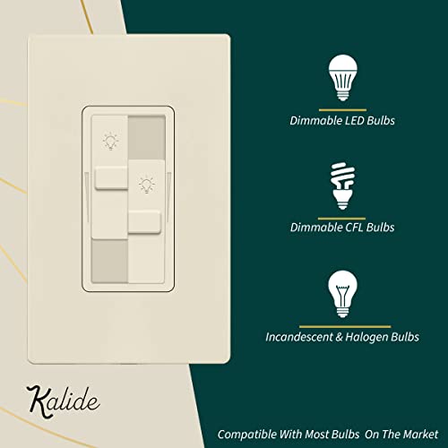 TOPGREENER Dual Load LED Dimmer Switch, Single Pole, LA, 1 Pack - color: Light Almond, size: Dual Dimmer Switch
