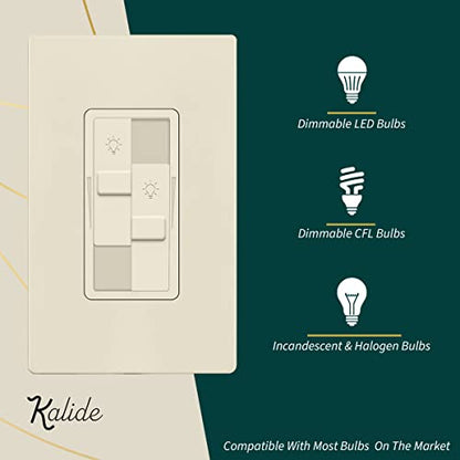 TOPGREENER Dual Load LED Dimmer Switch, Single Pole, LA, 1 Pack - color: Light Almond, size: Dual Dimmer Switch
