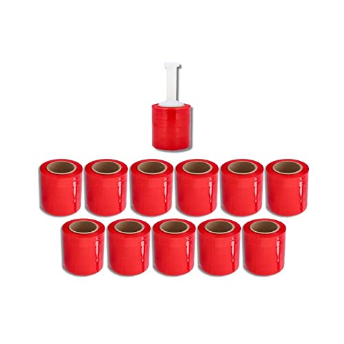 PSBM Dark Red Mini Stretch Wrap with Handle 5" x 1000' 80 GA 12 Rolls - color: Red, size: 12 Rolls