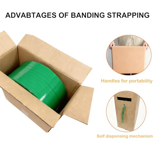 PET Packaging Banding Strapping Roll - 1017' x 5/8" Pallet Strap Coil - color: Green