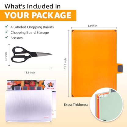 4-Piece Non-Toxic Cutting Board Set 12"L x 9"W with Premium Scissors and Holder (Tall Silver) - color: Tall Silver