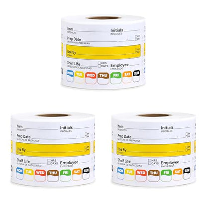 Restaurant Quality Shelf Life Food Rotation Labels Vinyl, 2” x 3” Self-Adhesive Removable Freezer Food Labels, Perfect for Reusable Containers, Easy to Remove, Food Safety Date Sticker (3 PCS) - style: 3 PCS