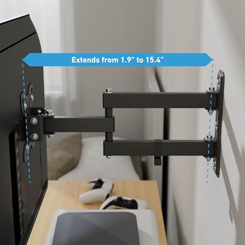 D-Line TV Wall Bracket for 13-27 Inch TVs, Tilt, Turn and Extend TV Wall Bracket with Spirit Level, Full Motion Monitor Mount - VESA 75x75mm - 100x100mm, Holds up to 55lbs
