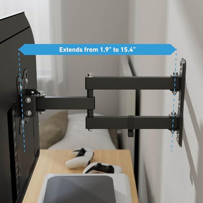D-Line TV Wall Bracket for 13-27 Inch TVs, Tilt, Turn and Extend TV Wall Bracket with Spirit Level, Full Motion Monitor Mount - VESA 75x75mm - 100x100mm, Holds up to 55lbs