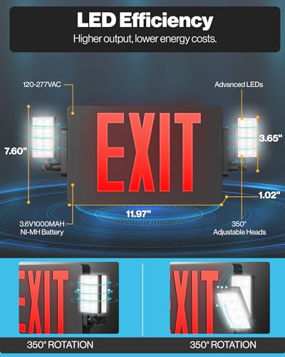 Sunco 8 Pack Black Exit Signs with LED Emergency Lights & Backup Battery