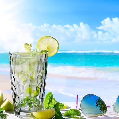 Topsky 16oz Plastic Tumblers Drinking Glasses Set of 4, Clear Acrylic Drinking Cups Wine Glasses Beverage Cups for Daily Use, Poolside, Outdoor&Indoor - Stackable, Dishwasher Safe, Easy to Clean - color: Clear 16oz