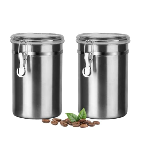 Walktosun Stainless Steel Food Container with Clear Lids Airtight Container Stackable Small Canisters Kitchen Pantry Storage for Cereal, Snacks, Candy, Herbs, Spices, Sugar, Tea (1.8L Silver-2) - color: 1.8L Silver-2