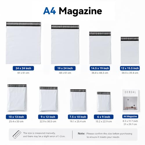 7.5 x 10" Poly Mailers 200PCS, Waterproof Shipping Bags for Clothes, Mailing, Books, Package, Strong Adhesive Self Sealing Mailers Poly Bags Shipping Envelopes for Business - color: White, size: 7.5"x10"(200pcs)
