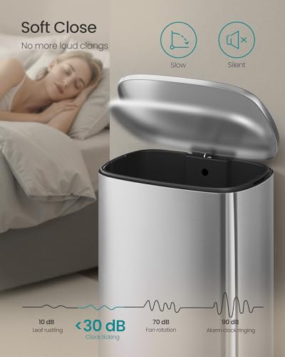 SONGMICS 20 Gallon (75 L) Trash Can, Stainless Steel, Step-On Pedal - color: Silver, size: 20 Gal.
