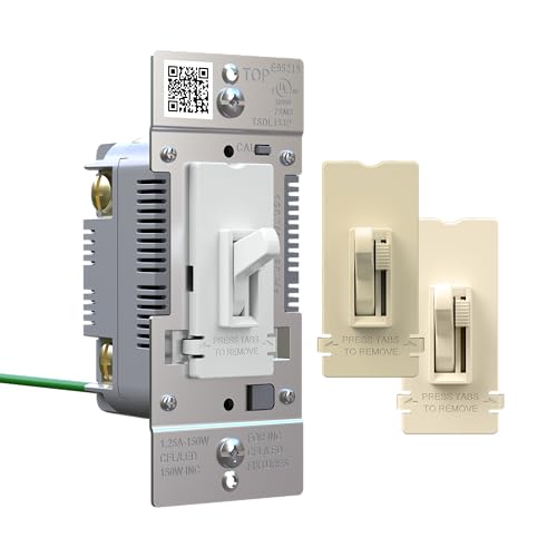 Legrand 150W Toggle LED Dimmer Light Switch Flicker-Free Light Almond 1Pack