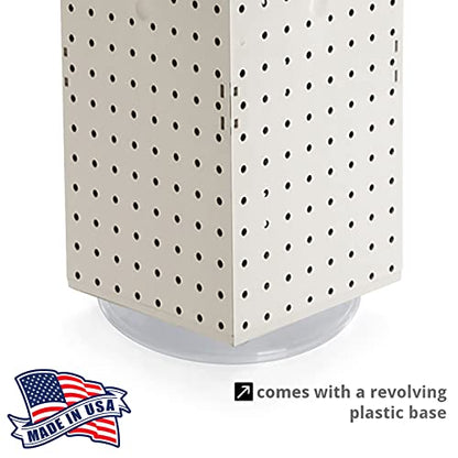 Azar Displays 703385-WHT-4W24, Four-Sided Revolving 8"W x 20"H Pegboard Counter Display w/ 24 Hooks- 4” Length, White - color: White, style: Pegboard + Hooks