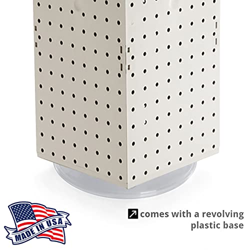 Azar Displays 703385-WHT Four-Sided Revolving 8”W X 20”H Pegboard Counter Display, White - color: White, style: Pegboard Only