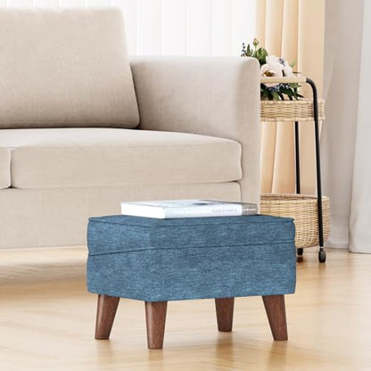 FAGAGA Small Footstool Ottoman with Adjustable Lid, Storage Ottoman - color: Blue, size: 11.8"D x 15.8"W x 11.3"H