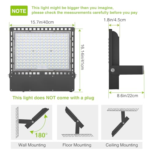 STASUN Flying Series Ultra 400W 60000LM LED Flood Light Outdoor, 100-277V 5000K White, IP67 Waterproof Stadium Lights for Arena, Parking Lot, Courts, Commercial, ETL Certification - size: 400W