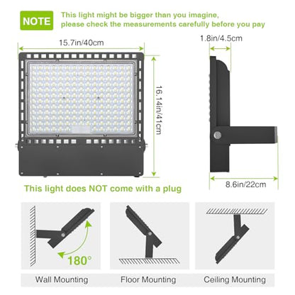 STASUN Flying Series Ultra 400W 60000LM LED Flood Light Outdoor, 100-277V 5000K White, IP67 Waterproof Stadium Lights for Arena, Parking Lot, Courts, Commercial, ETL Certification - size: 400W