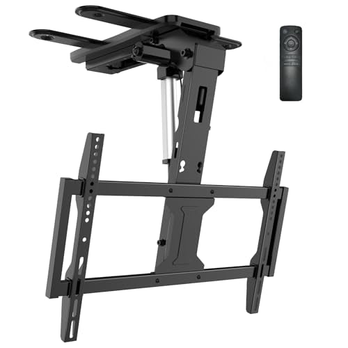 WALI Motorized Ceiling TV Mount with Remote for 37-75 inch TVs, up to 99lbs - color: Black (600x400mm), size: 2.5 feet