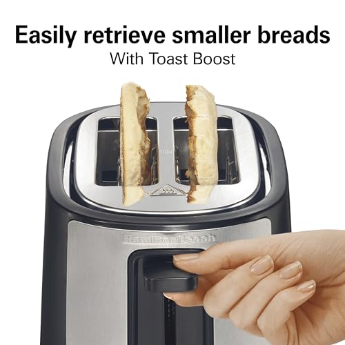Hamilton Beach Extra-Wide Slot 2 Slice Toaster With Bagel & Defrost Buttons - color: Black & Stainless Steel