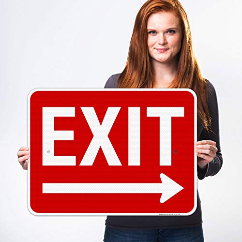 Exit Sign, with Right Arrow - size: 18x24 Reflective
