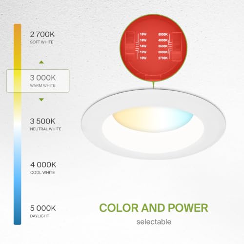 ASD 4 Pack LED Round Fire Rated Commercial Downlight 6 Inch, 10/12/14/16/18W 120-277V 0-10V Dimmable Canless Recessed Lights, 120Lm/W 2111Lm 2700/3000/3500/4000/5000K, White ETL ES T24 - size: 6 Inch
