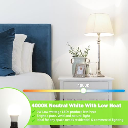 Maylaywood A19 LED Light Bulb 60W Equivalent, Dimmable 4000K Neutral White - color: Neutral White