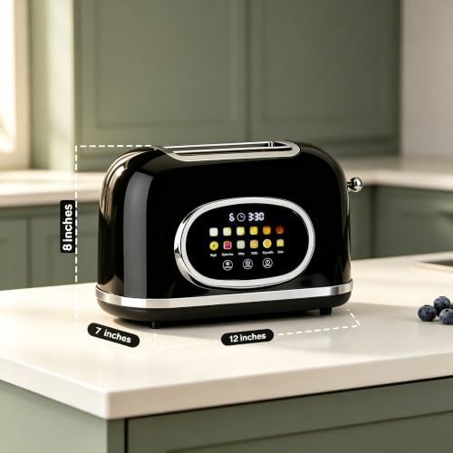 Roter Mond Toaster 2 Slice Touchscreen Stainless Steel, Retro Black - color: Black