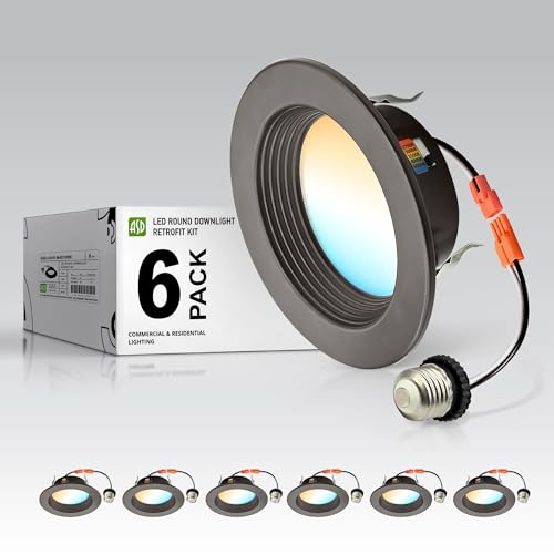 ASD 6 Pack Bronze 4 Inch Retrofit LED Recessed Light, 5CCT Wafer Lights - color: Bronze, size: 6 Pack