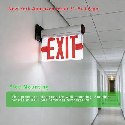 New York Approved Letter 8" Exit Sign Emergency Light Replaceable Acrylic Panel Removable Directional Indicator, Single and Double Face Optional, Fire Resistant UL Certified GMSEL-200 - size: Double face