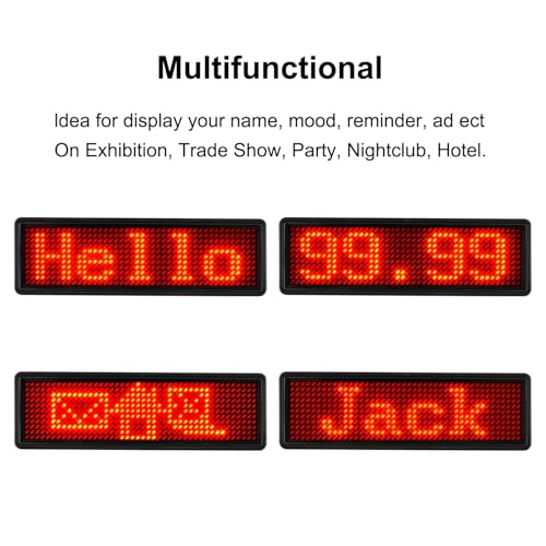 LED Name Tag, Rechargeable Wireless Bluetooth LED Name Badge Reuseable Price Tag 44x11 Pixels Digital Sign Temperature Display for Restaurant Shop Exhibition Nightclub Hotel (Yellow) - color: Yellow