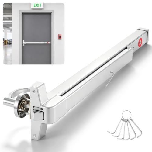 IRONWALLS 32" Alarm Panic Bar for Exit Doors 32"-48" Wide, Exterior Lever - color: Silver, size: 32 Inch