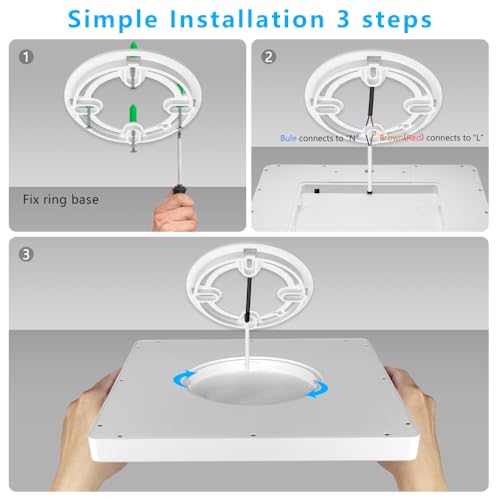 9Inch 18W Square LED Ceiling Light Fixtures Flush Mount, 4000K Natural White LED Ceiling Lamp, Surface Mount Modern Ceiling Lights, Slim Flat Panel Lighting for Bedroom, Kitchen, Bathroom Etc. - color: Natural White, size: 9 inch White