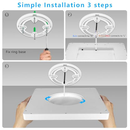 9Inch 18W Square LED Ceiling Light Fixtures Flush Mount, 4000K Natural White LED Ceiling Lamp, Surface Mount Modern Ceiling Lights, Slim Flat Panel Lighting for Bedroom, Kitchen, Bathroom Etc. - color: Natural White, size: 9 inch White